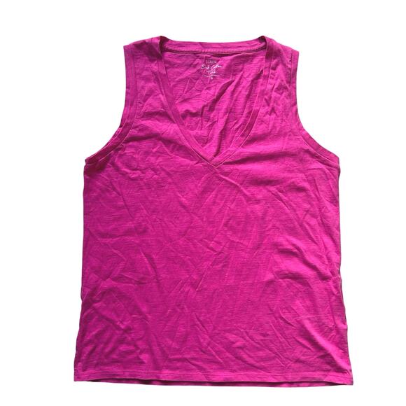 J. Crew Factory Women's Slub Cotton V-Neck Tank Top Pink S Small New - Picture 2 of 8